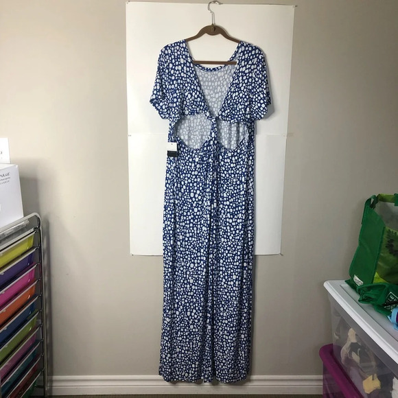 Eloquii Elements Maxi Dress Womens 18/20 Cutouts Abstract Flowy Coastal - Picture 11 of 12